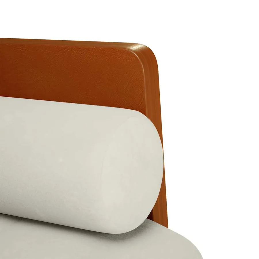 Canapé deux places avec coussins cylindriques couleur crème 110 cm velours - 6