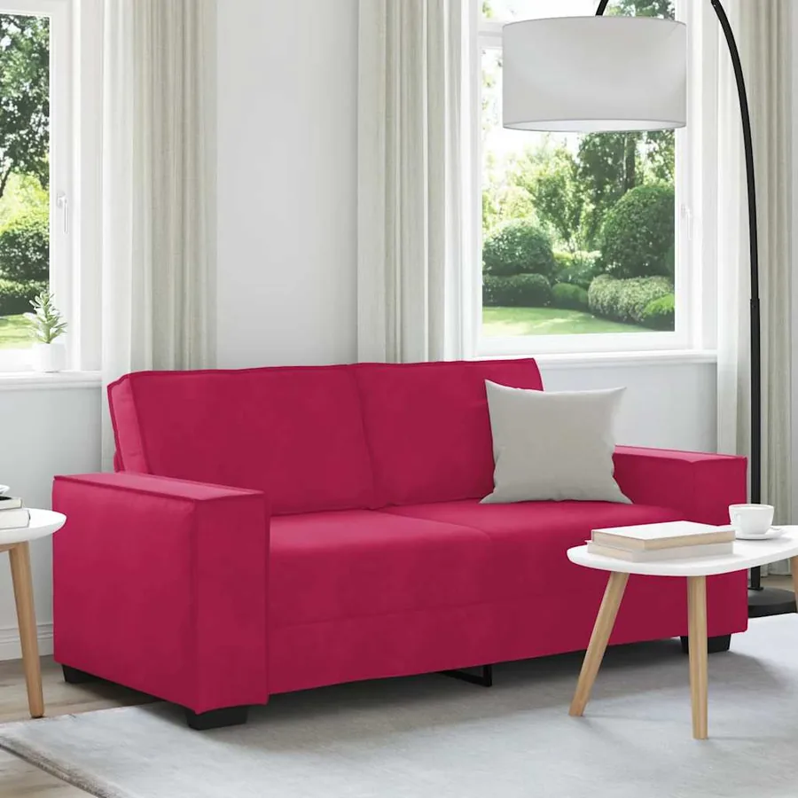 Canapé 2 places rouge bordeaux 180 x 78 x 84 cm velours
