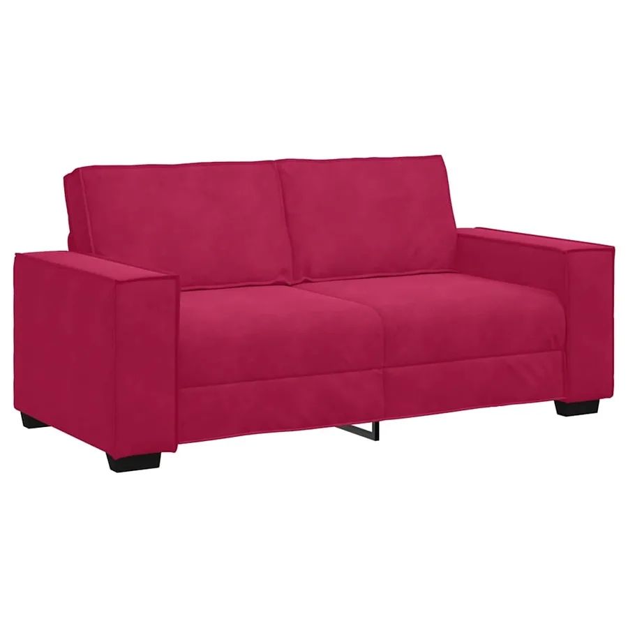 Canapé 2 places rouge bordeaux 180 x 78 x 84 cm velours - 2