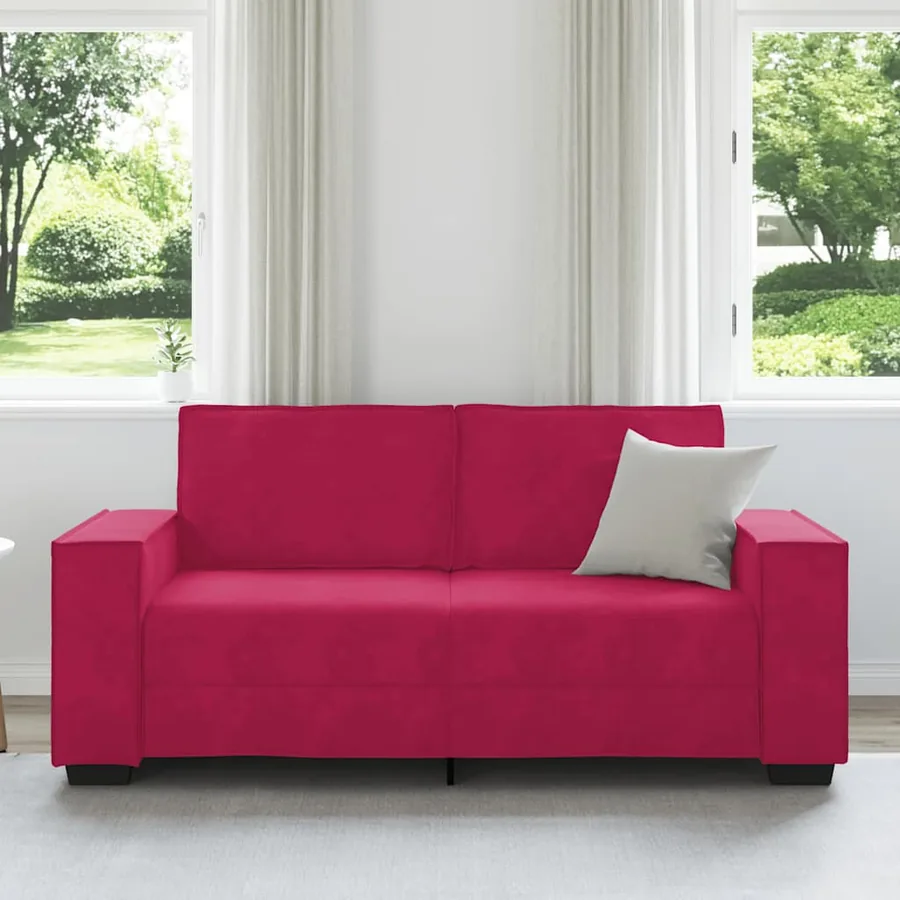 Canapé 2 places rouge bordeaux 180 x 78 x 84 cm velours - 3