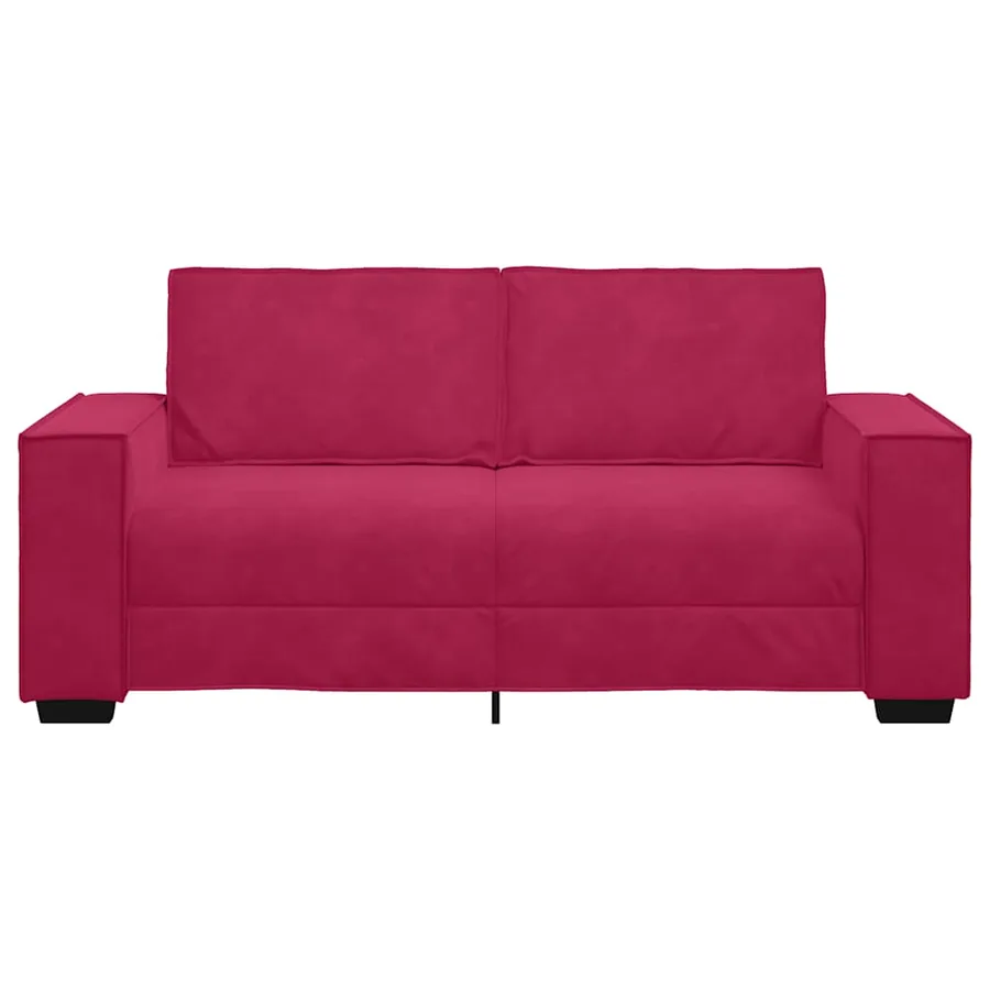 Canapé 2 places rouge bordeaux 180 x 78 x 84 cm velours - 4