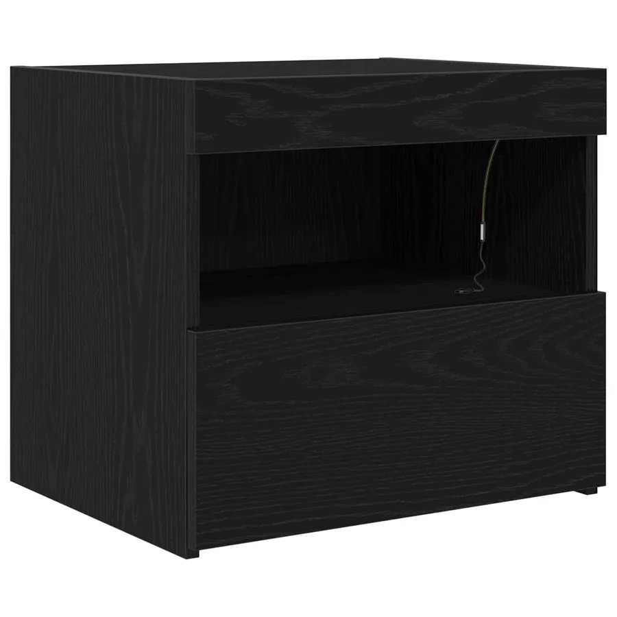 Cabinet de chevet Chêne noir 50 x 40 x 45 cm Bois d'ingénierie - 2