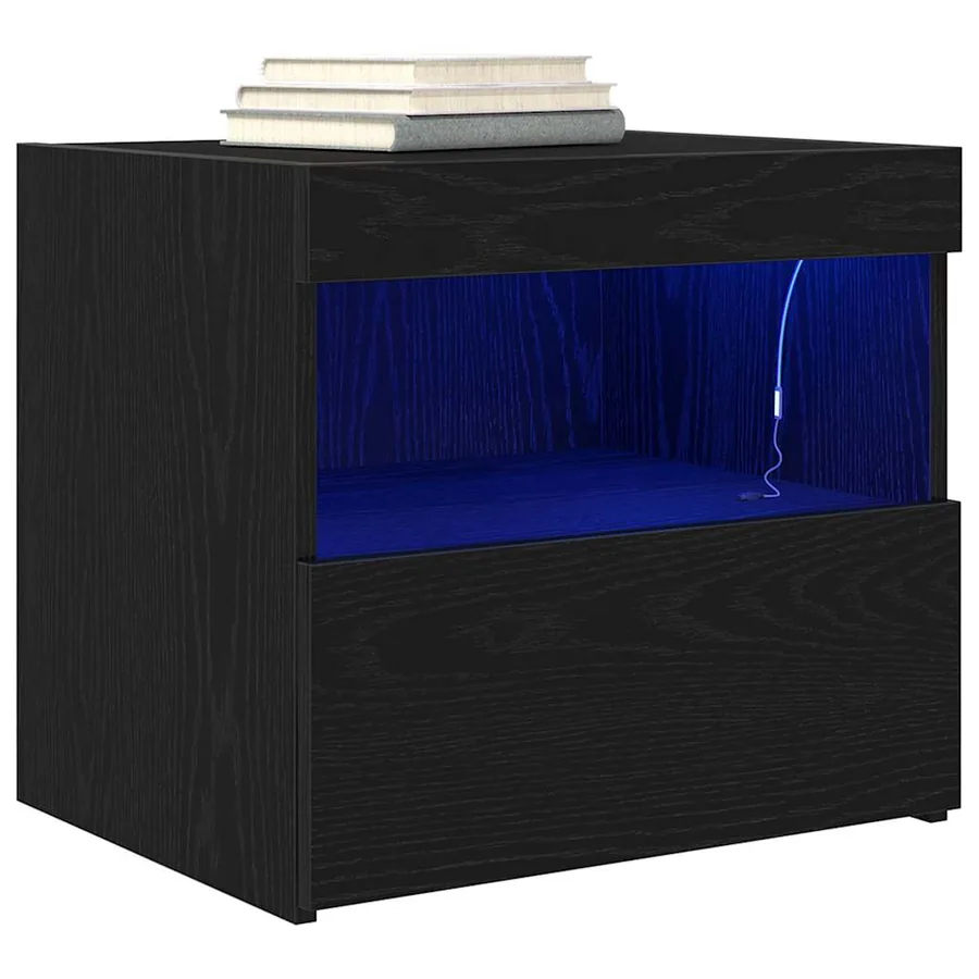 Cabinet de chevet Chêne noir 50 x 40 x 45 cm Bois d'ingénierie - 3