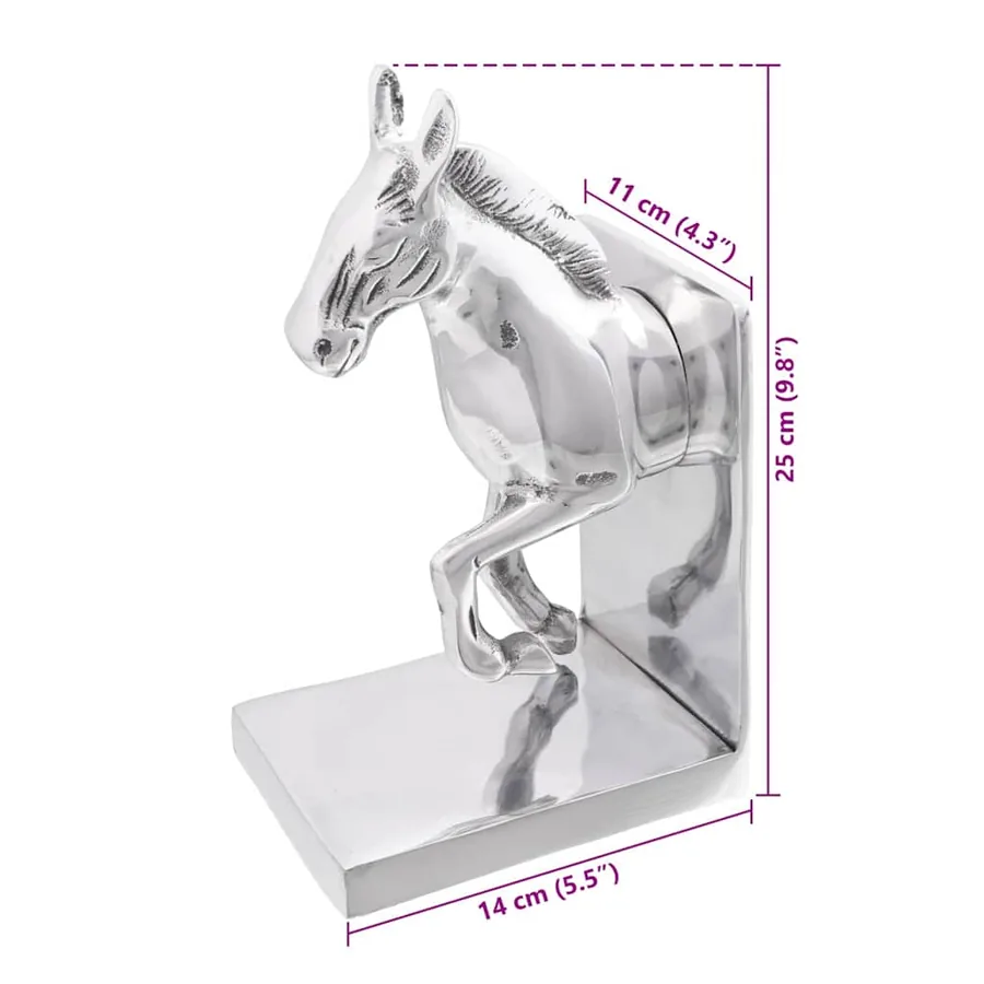 Serre-livres 2 pcs Argenté 11 x 14 x 25 cm Aluminium - 11