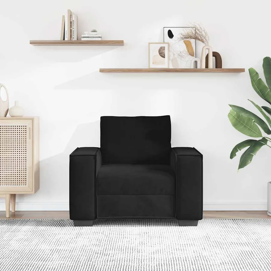 Fauteuil noir 100x78x84 cm velours - 3