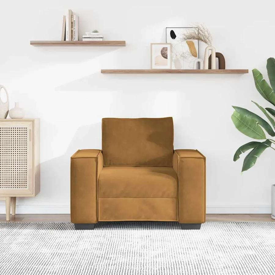Fauteuil canapé marron 100x78x84 cm velours - 3