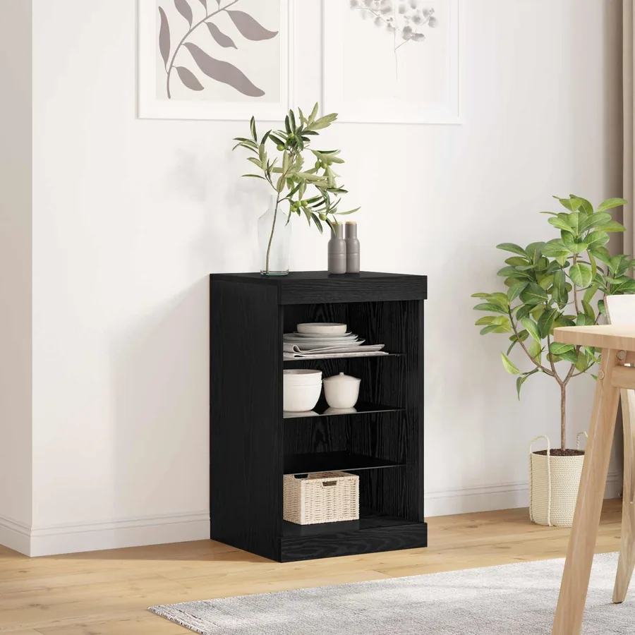 Buffet LED Chêne noir 41 x 37 x 67 cm Bois d'ingénierie