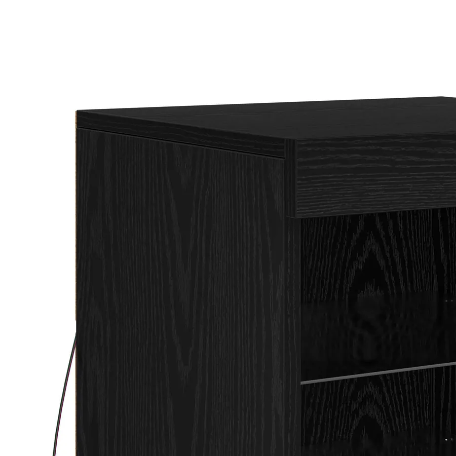 Buffet LED Chêne noir 41 x 37 x 67 cm Bois d'ingénierie - 11