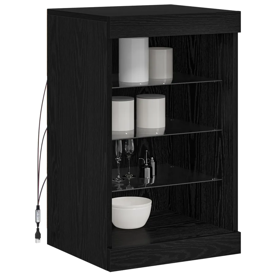 Buffet LED Chêne noir 41 x 37 x 67 cm Bois d'ingénierie - 3