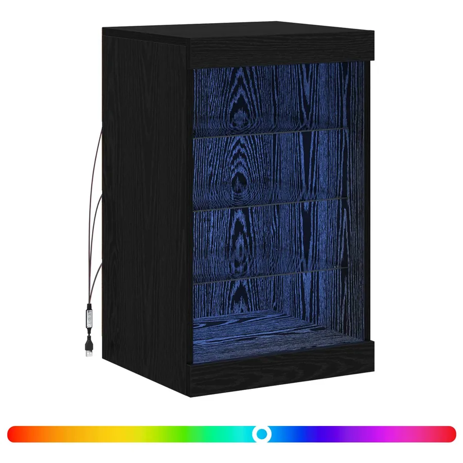 Buffet LED Chêne noir 41 x 37 x 67 cm Bois d'ingénierie - 5