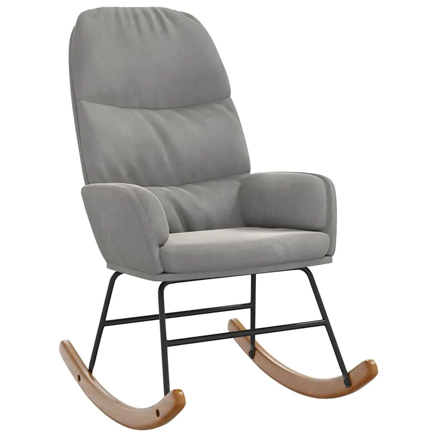 Fauteuil à bascule velours gris clair - 2