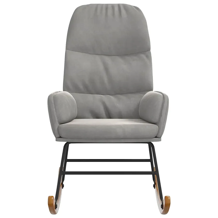 Fauteuil à bascule velours gris clair - 3