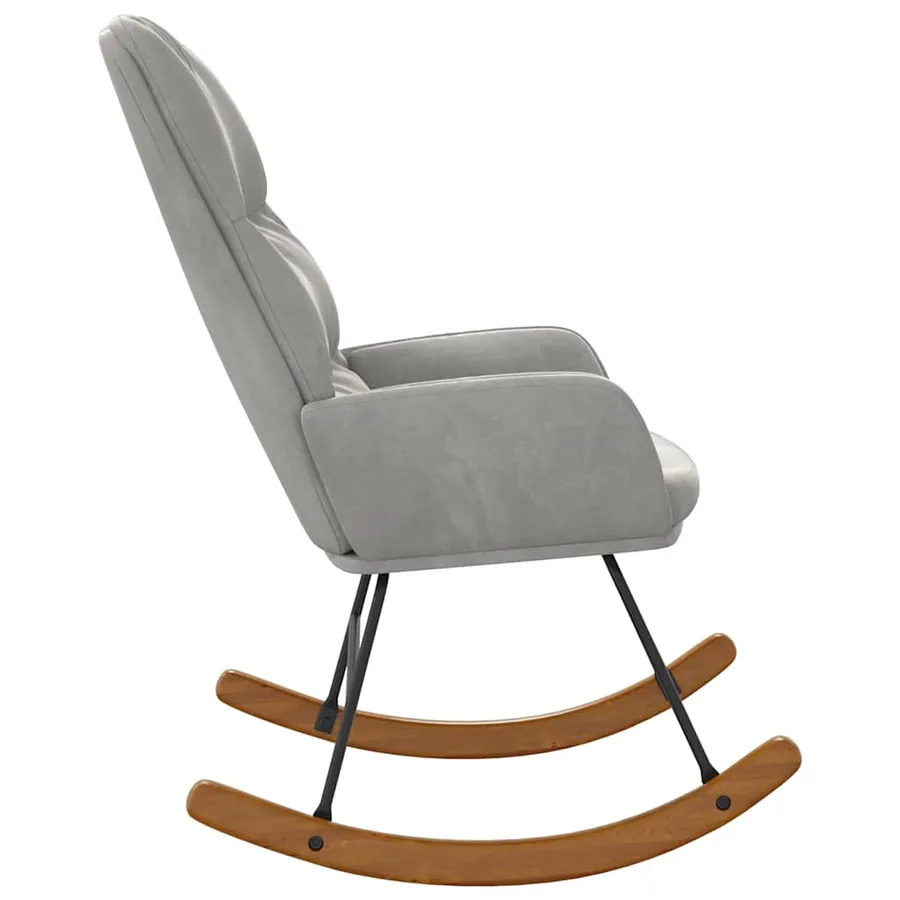 Fauteuil à bascule velours gris clair - 4