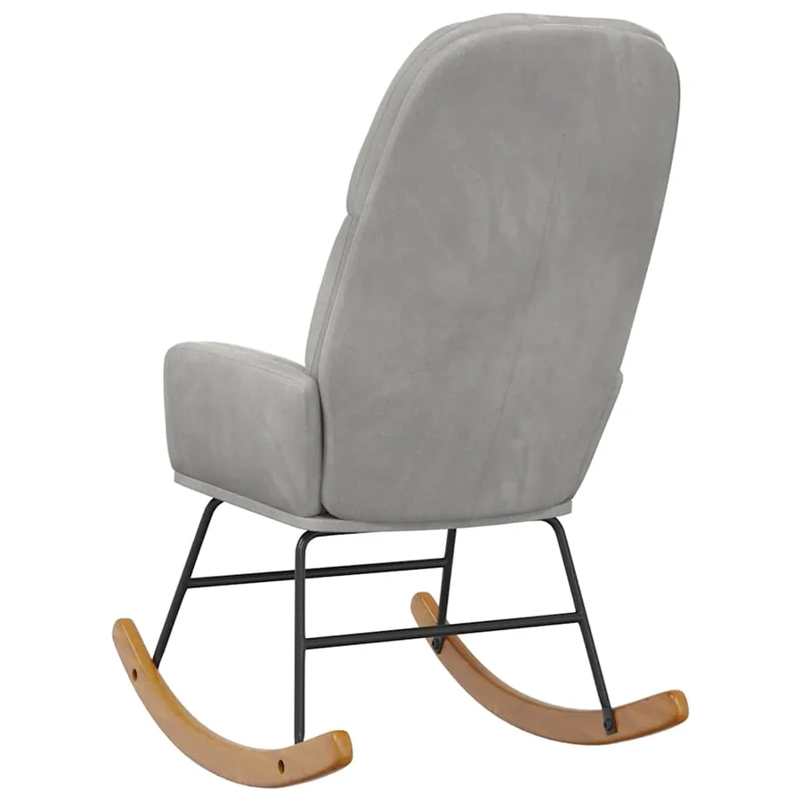 Fauteuil à bascule velours gris clair - 5