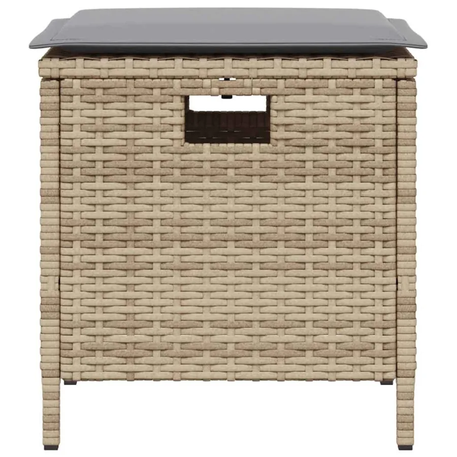 Ensemble à manger de jardin avec coussins 5pcs Beige poly rotin - 3