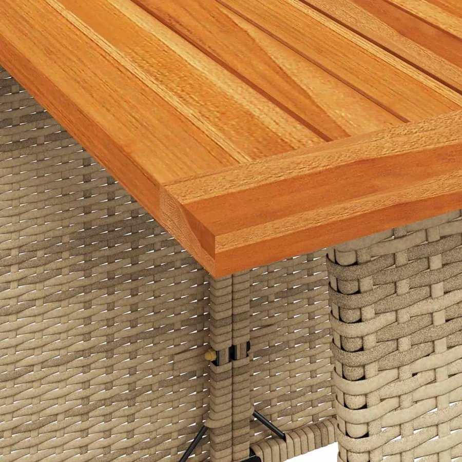 Ensemble à manger de jardin avec coussins 5pcs Beige poly rotin - 6