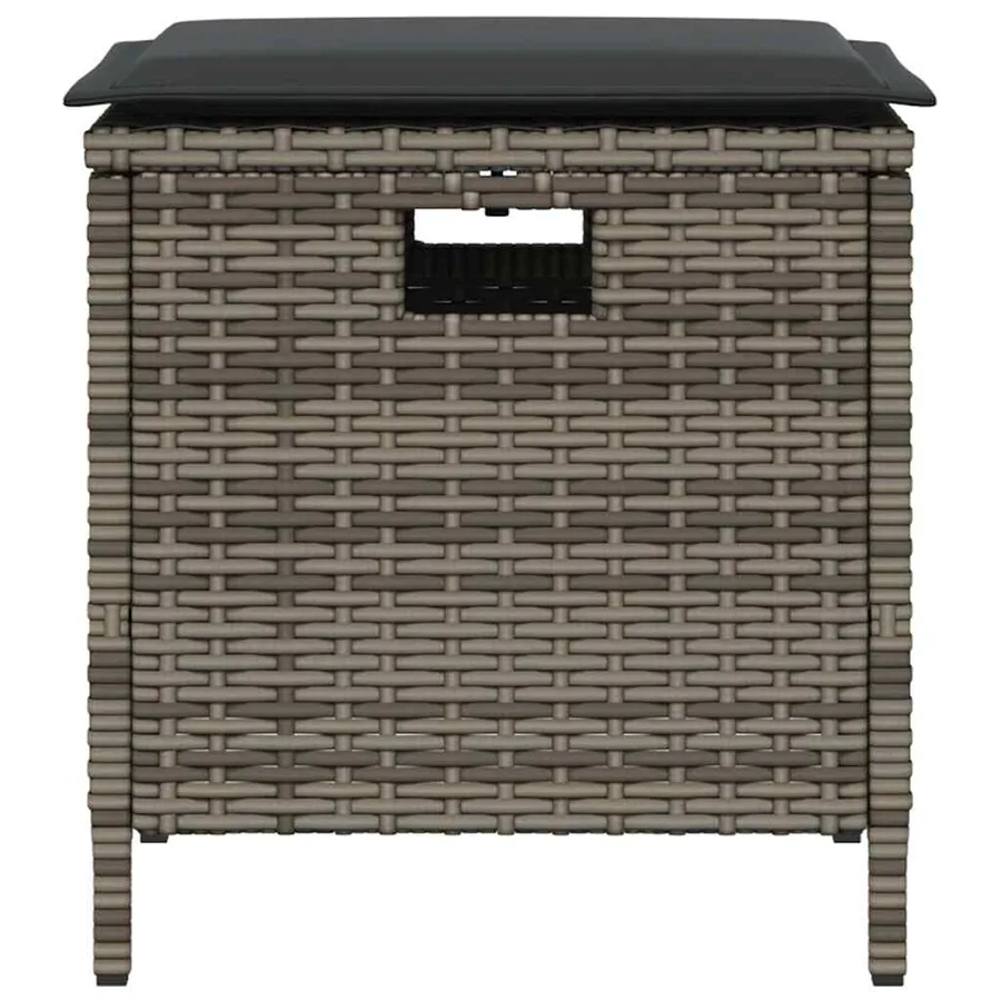 Ensemble à manger de jardin 5 pcs coussins gris résine tressée - 3