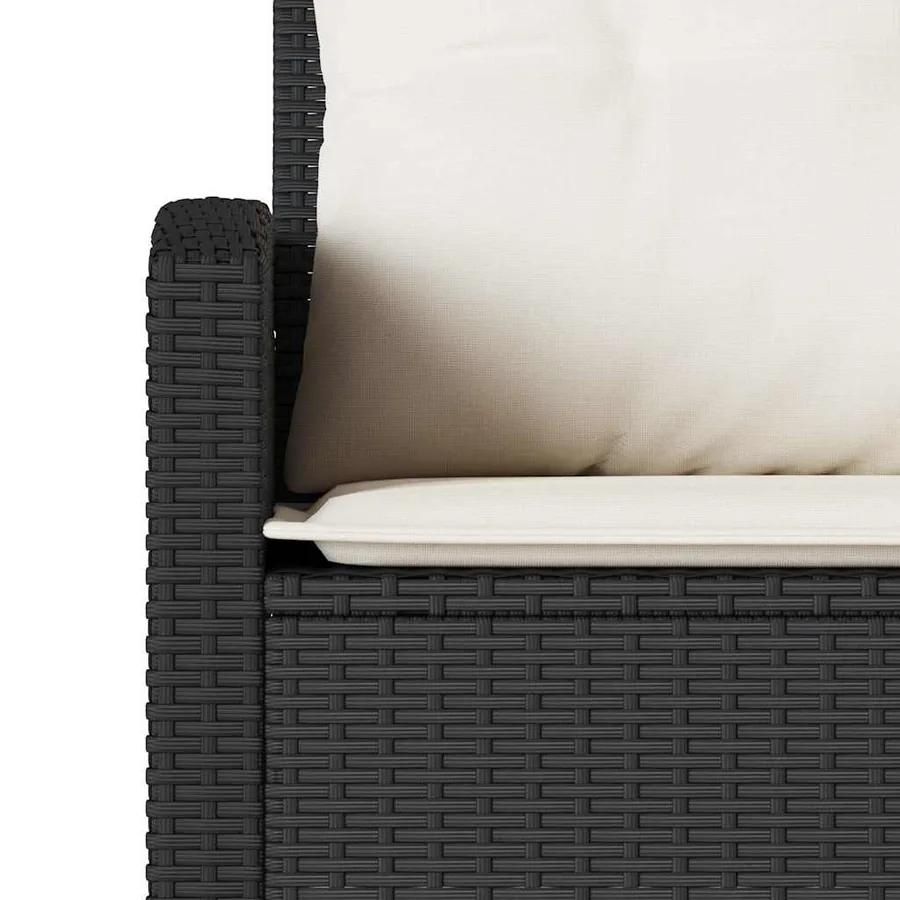 Ensemble de canapé de jardin 6 pcs avec coussins en forme de L noir résine tressée - 9
