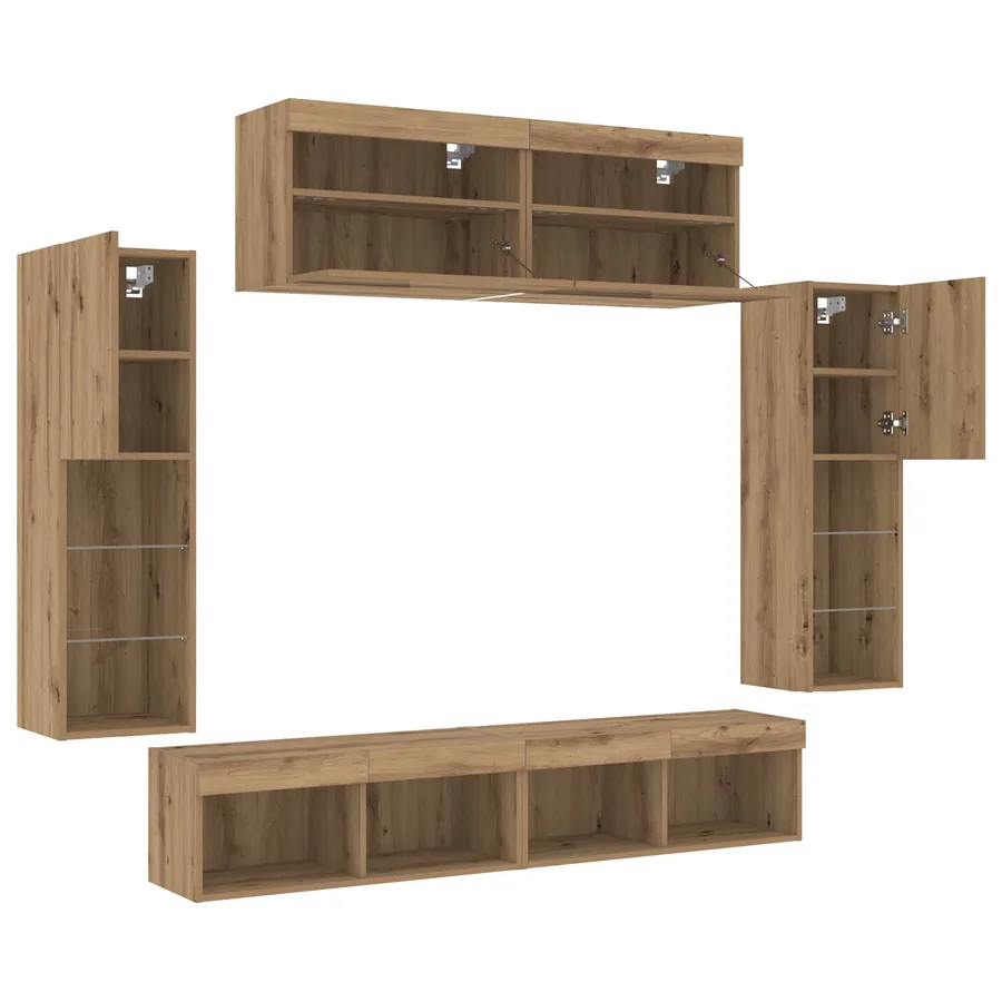 Ensemble meuble TV 6 pcs chêne artisanal Bois d'ingénierie - 10