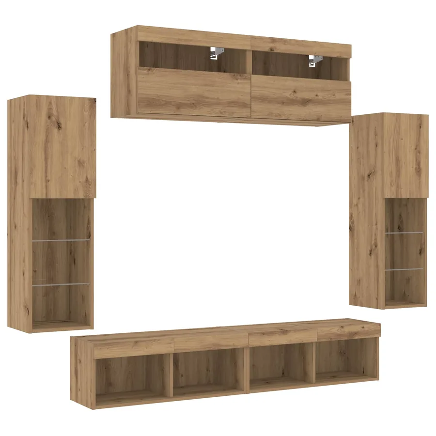 Ensemble meuble TV 6 pcs chêne artisanal Bois d'ingénierie - 11