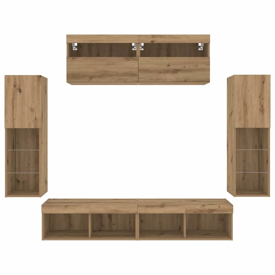 Ensemble meuble TV 6 pcs chêne artisanal Bois d'ingénierie - 12