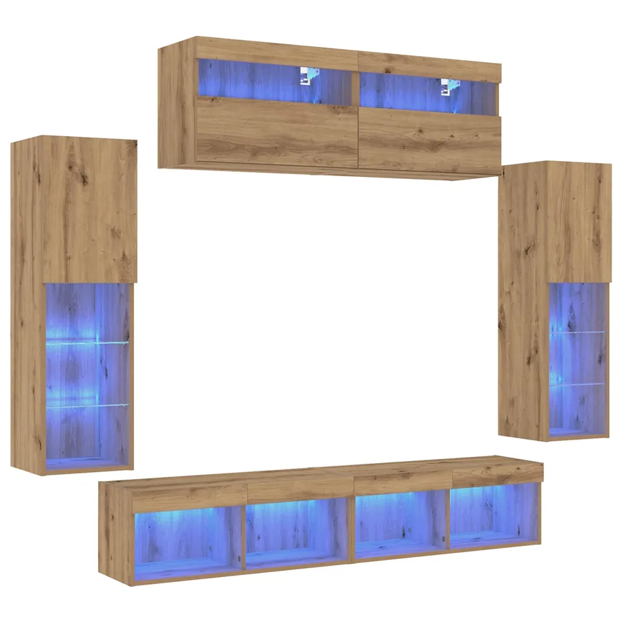 Ensemble meuble TV 6 pcs chêne artisanal Bois d'ingénierie - 2