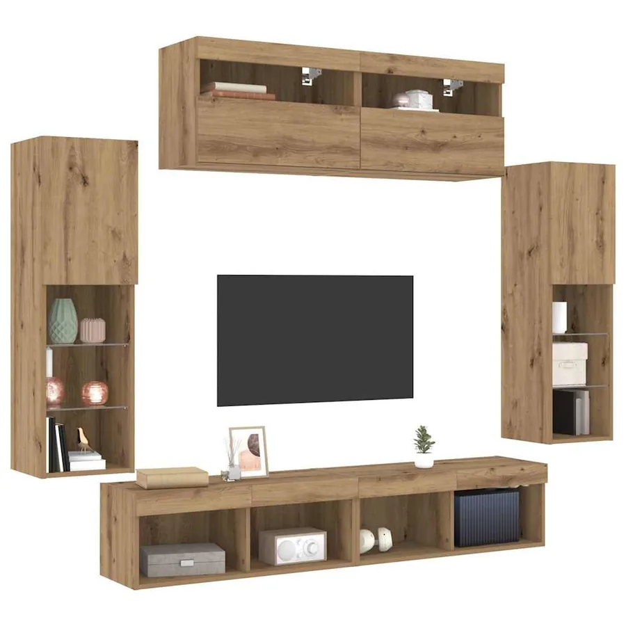 Ensemble meuble TV 6 pcs chêne artisanal Bois d'ingénierie - 3
