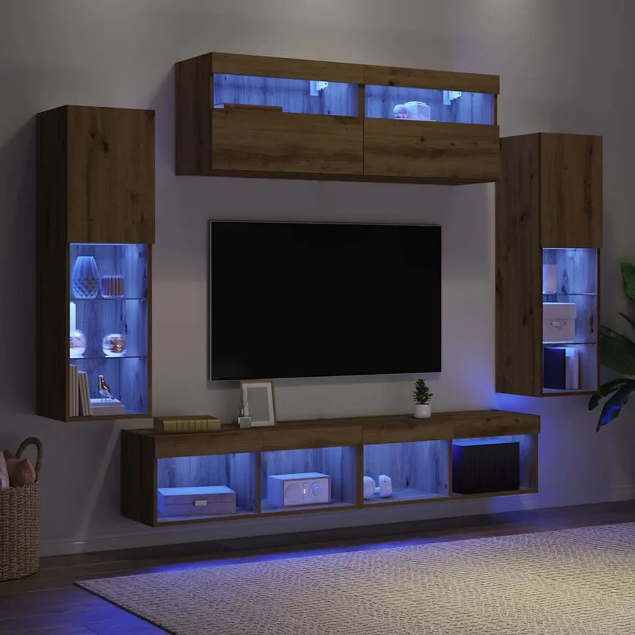 Ensemble meuble TV 6 pcs chêne artisanal Bois d'ingénierie - 5