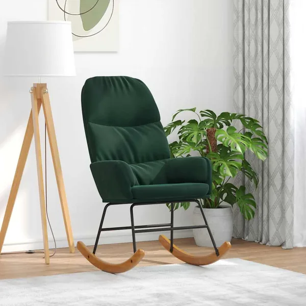 Fauteuil à bascule velours vert foncé