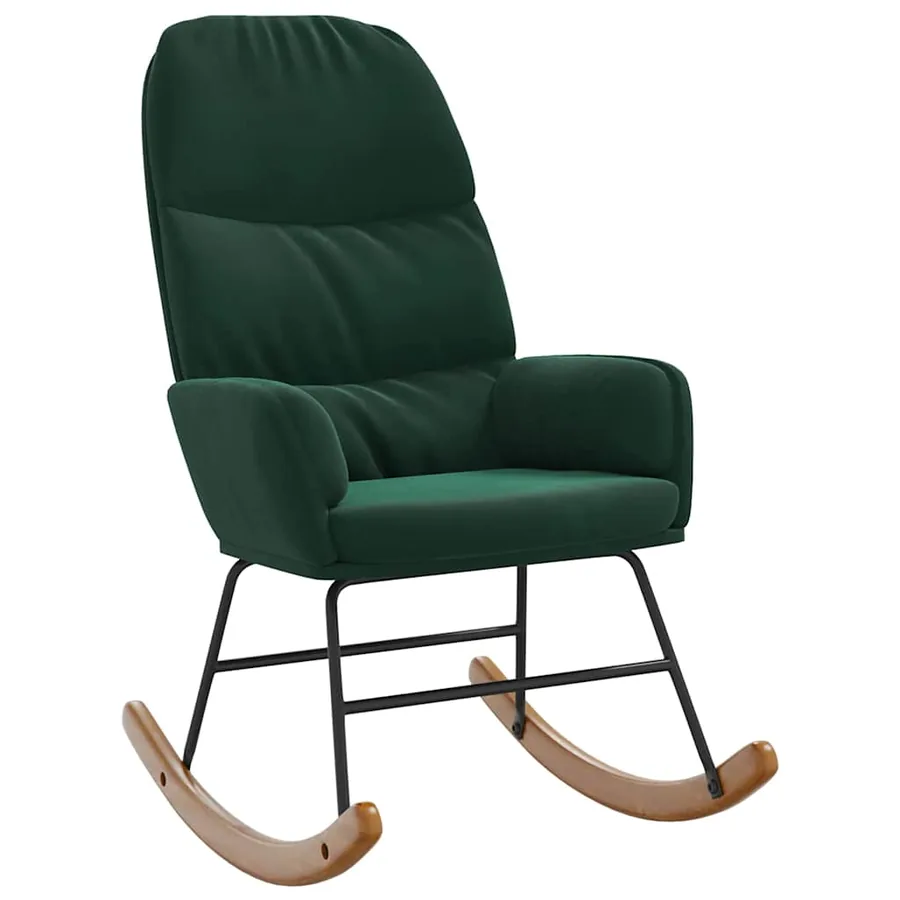 Fauteuil à bascule velours vert foncé - 2