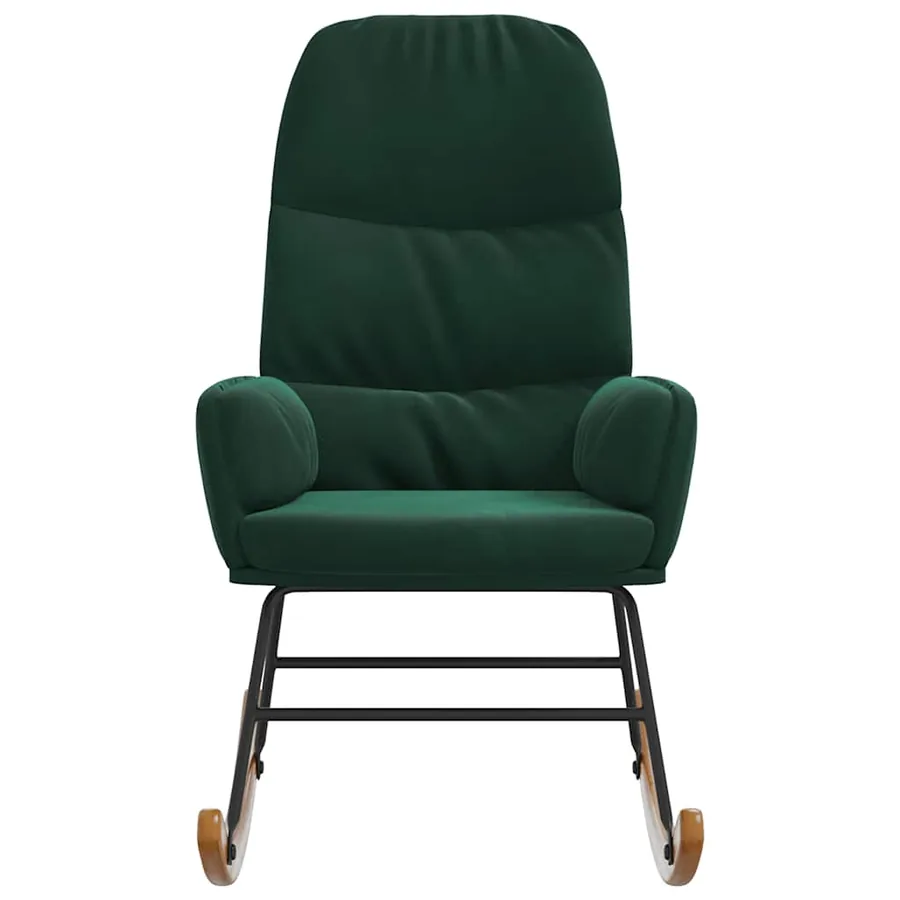 Fauteuil à bascule velours vert foncé - 3