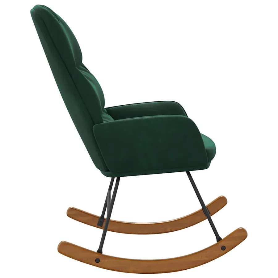 Fauteuil à bascule velours vert foncé - 4