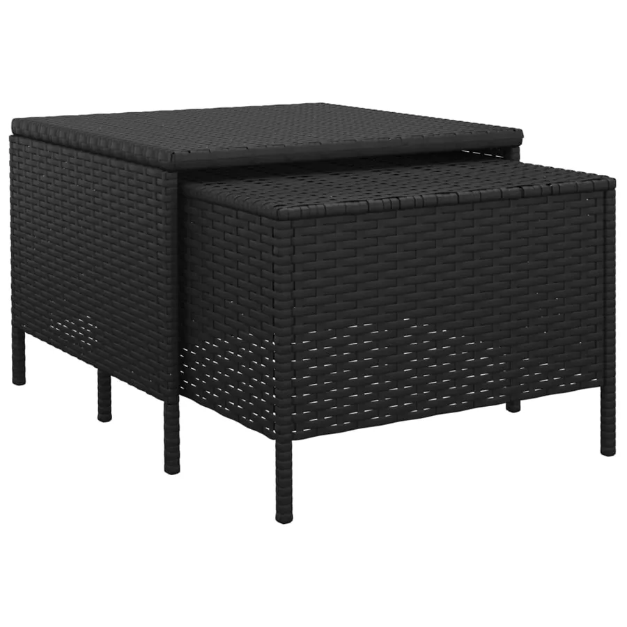 Salon de jardin 4 pcs avec coussins Noir Résine tressée - 8