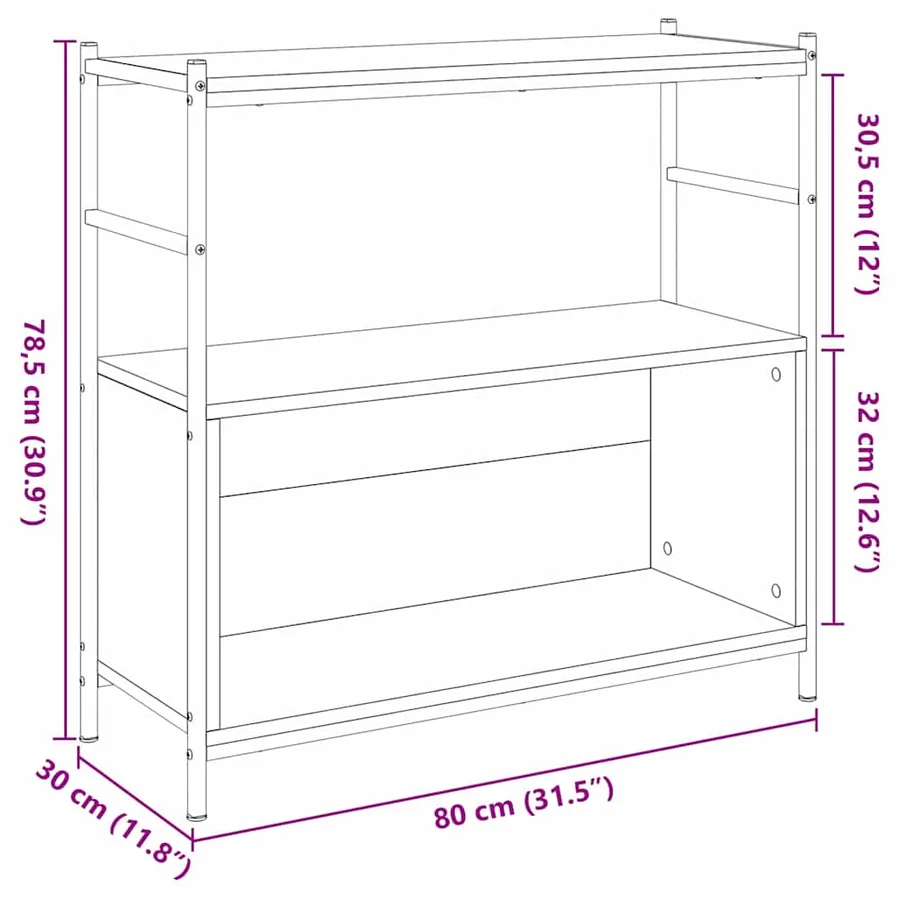 Étagère Chêne noir 80 x 30 x 78.5 cm Bois d'ingénierie - 10
