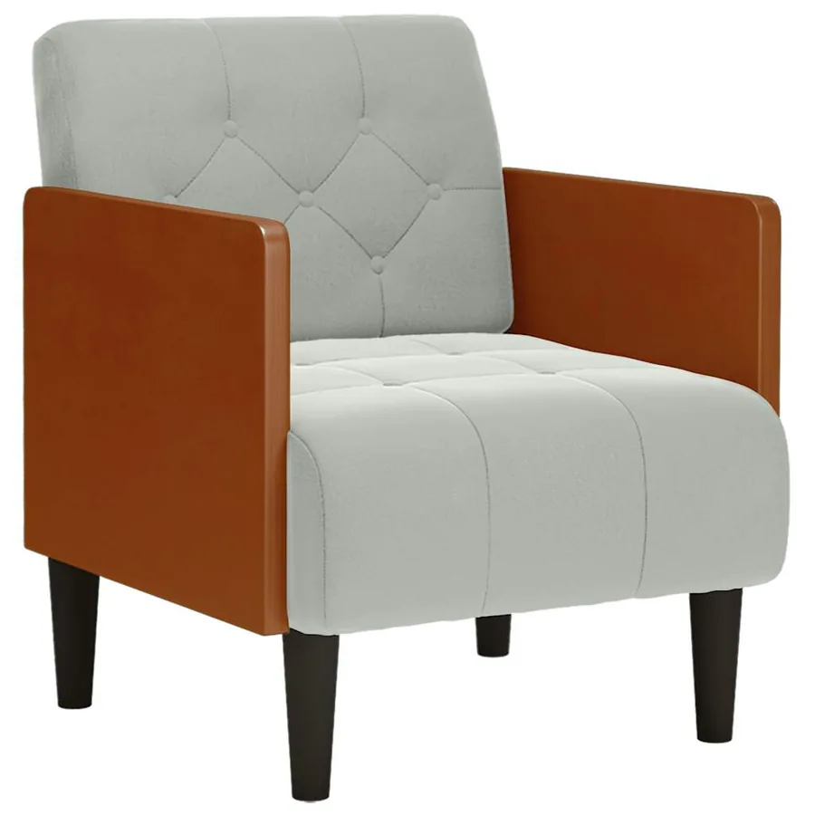 Fauteuil canapé avec accoudoirs gris clair 55 cm velours - 2