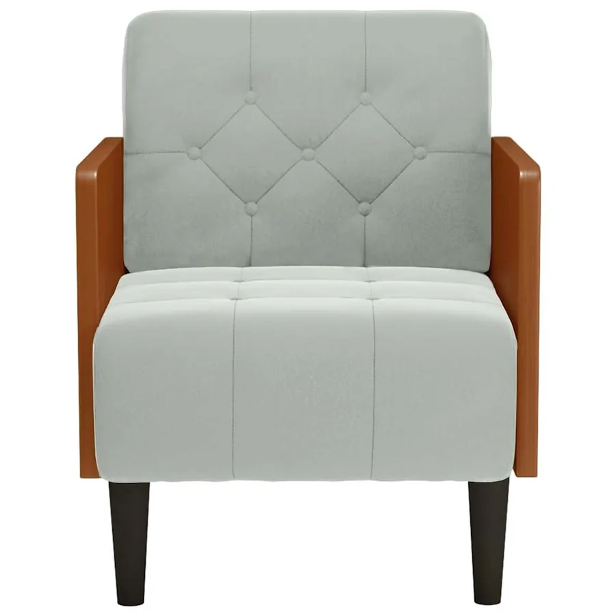Fauteuil canapé avec accoudoirs gris clair 55 cm velours - 3