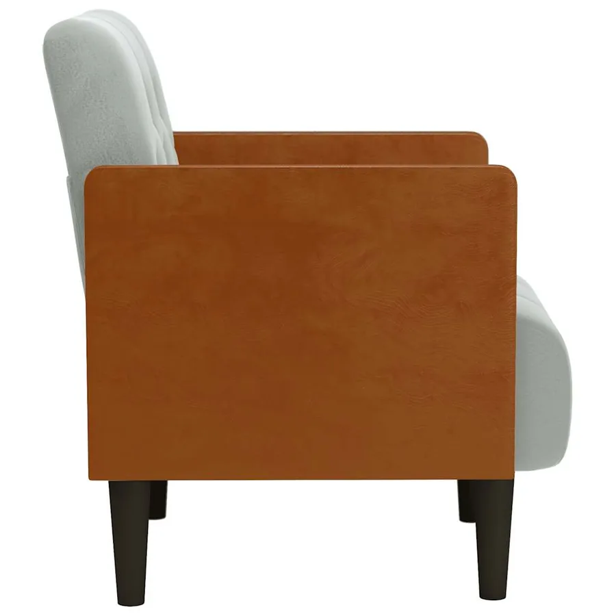 Fauteuil canapé avec accoudoirs gris clair 55 cm velours - 4