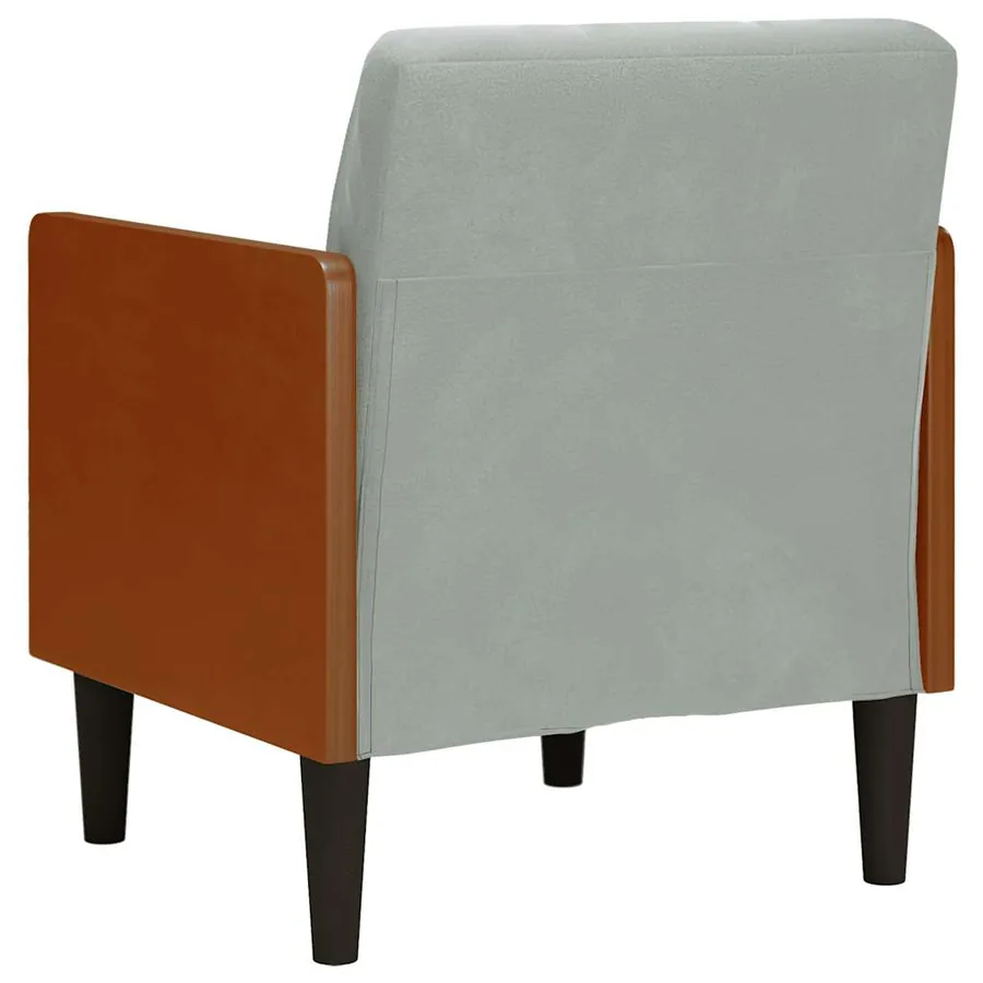 Fauteuil canapé avec accoudoirs gris clair 55 cm velours - 5