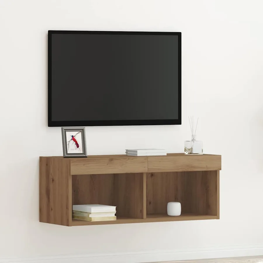 Ensemble meuble TV 80 x 30 x 30 cm chêne artisanal