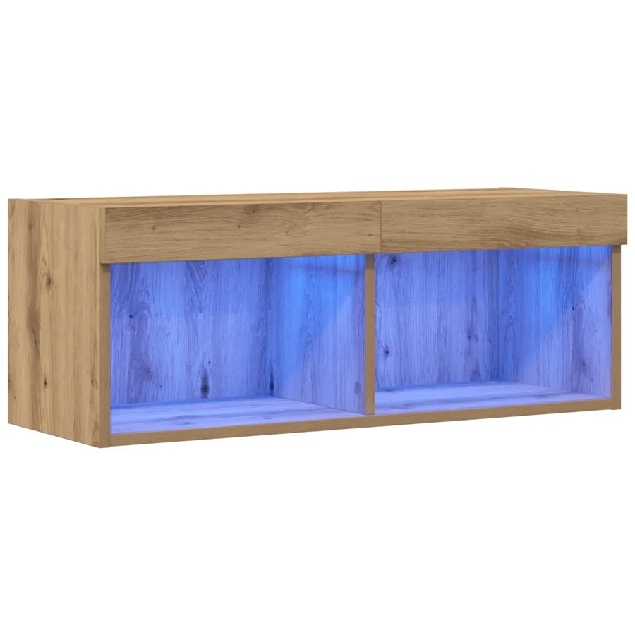 Ensemble meuble TV 80 x 30 x 30 cm chêne artisanal - 2