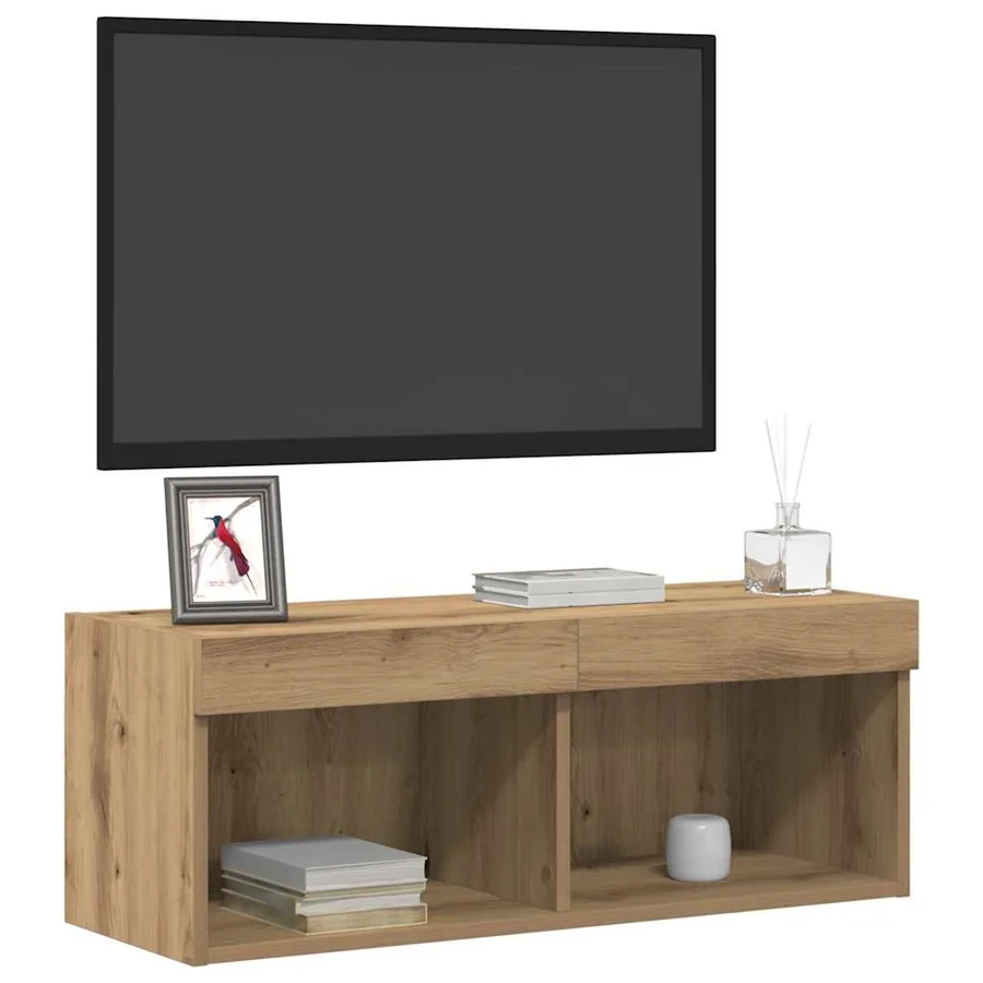 Ensemble meuble TV 80 x 30 x 30 cm chêne artisanal - 3