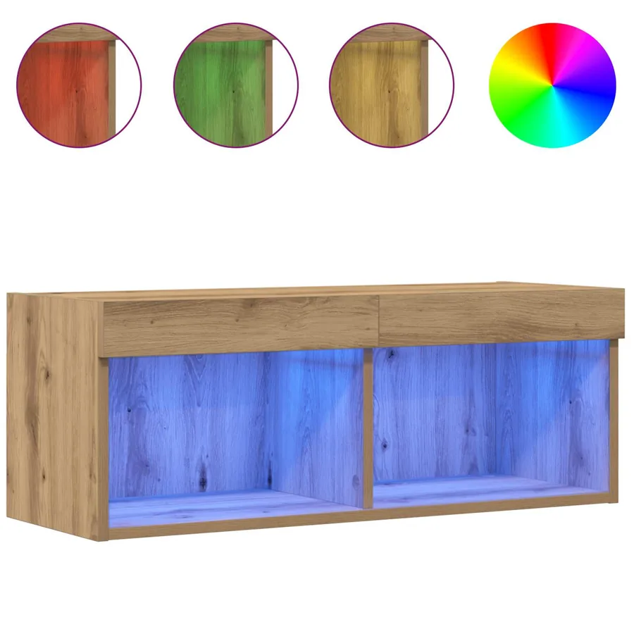 Ensemble meuble TV 80 x 30 x 30 cm chêne artisanal - 4