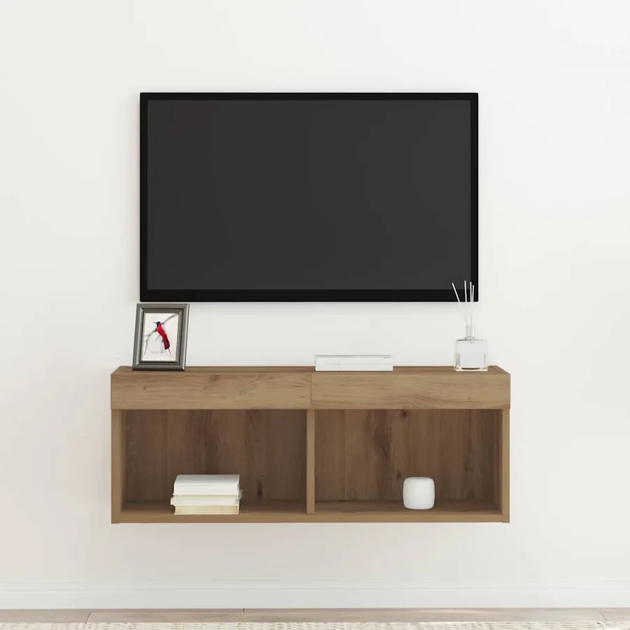 Ensemble meuble TV 80 x 30 x 30 cm chêne artisanal - 5