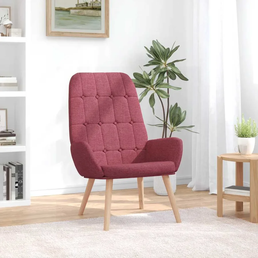 Fauteuil relaxant en tissu rouge vin