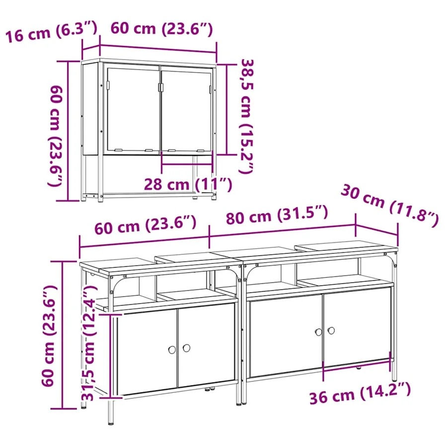 Ensemble de mobilier de salle de bain 3 pc Marron - 16