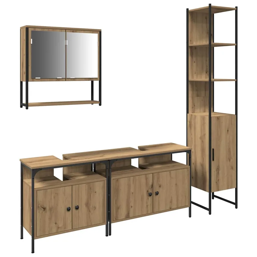 Ensemble de mobilier de salle de bain 4 pc Chêne artisanal - 2