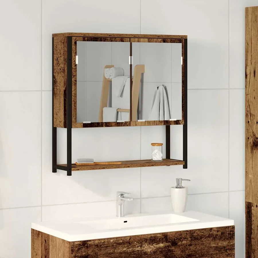 Armoire Miroir Bois ancien 60 x 16 x 60 cm Bois d'ingénierie