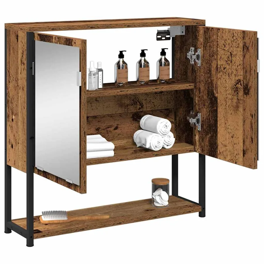 Armoire Miroir Bois ancien 60 x 16 x 60 cm Bois d'ingénierie - 3