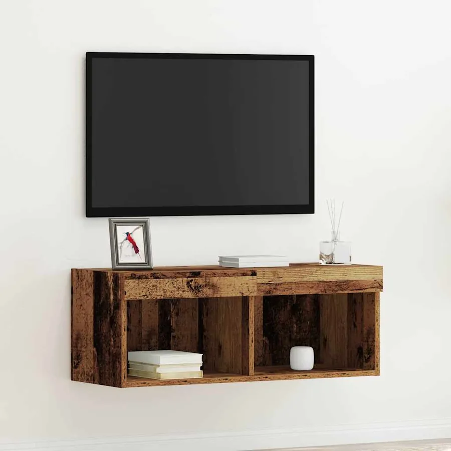 Ensemble meuble TV avec LED Bois ancien 80 x 30 x 30 cm