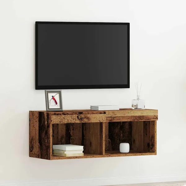 Ensemble meuble TV avec LED Bois ancien 80 x 30 x 30 cm
